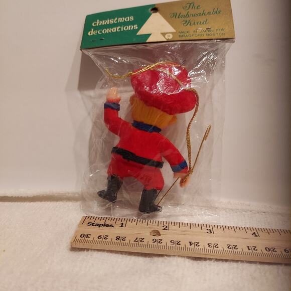 Vtg Flocked Felt Christmas Marching Band Majorette Christmas Ornament 4"  NOS - Picture 4 of 8